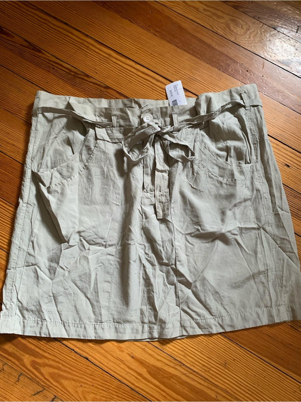 James Perse Wild Dove Tie-Waist Mini Skirt in Light Taupe